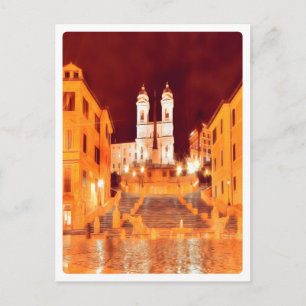 Carte Postale ldp PIAZZA DI SPAGNA par nuit Rome