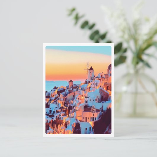 Carte Postale ldp SANTORINI - panorama - par nuit (Debout devant)