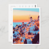 Carte Postale ldp SANTORINI - panorama - par nuit (Devant / Derrière)