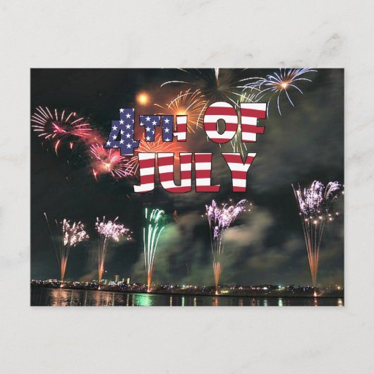 Carte Postale Le 4 juillet Feu d'artifice spectaculaire (Devant)