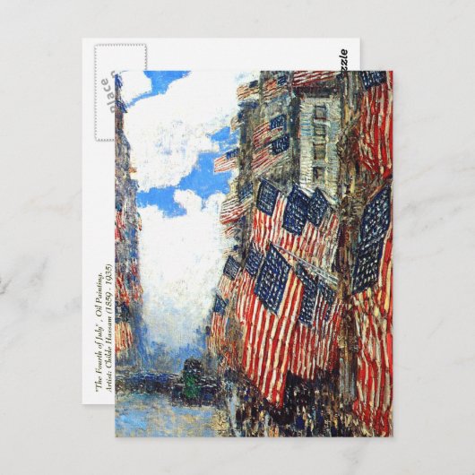Carte Postale "Le 4 juillet" par Childe Hassam (Devant / Derrière)
