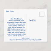 Carte Postale Le 7 août est la Journée nationale du Serpent de M (Dos)