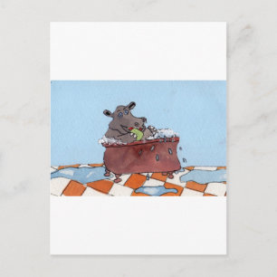 Carte Postale Le bain d'Humphrey Hippo par Sue Ellis.jpg