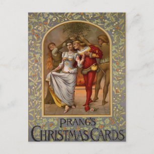 Carte Postale Le Baiser sous le Gui de Noël Vintage de Prang