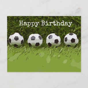 Carte Postale Le ballon de football est sur l'herbe verte Bonne