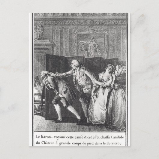 Carte Postale Le Baron chassa Candide du Château (Devant)