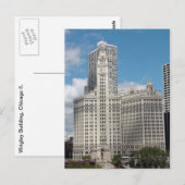 Carte Postale Le bâtiment Wrigley, Chicago, par une belle journé (Devant / Derrière)