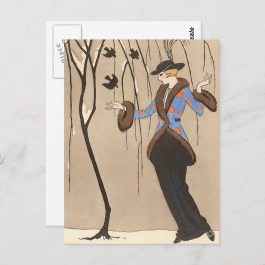 Carte Postale Le beau moineau par George Barbier (Devant / Derrière)