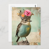 Carte Postale Le Beau Oiseau dans un collage de la Couronne (Devant / Derrière)