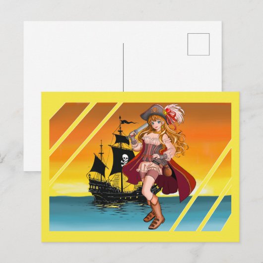 Carte Postale Le belle pirate. (Devant / Derrière)
