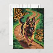 Carte Postale Le Berger Allemand Mène Avec Force (Devant / Derrière)