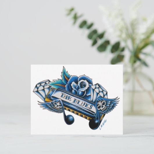 Carte Postale Le Blues Harmonica Flash Art (Debout devant)