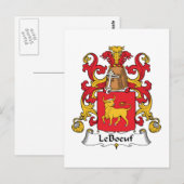 Carte Postale Le Boeuf Family Crest (Devant / Derrière)