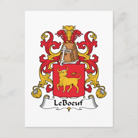 Carte Postale Le Boeuf Family Crest (Devant)
