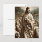 Carte Postale Le Bon Berger Tenant Un Agneau (Devant / Derrière)