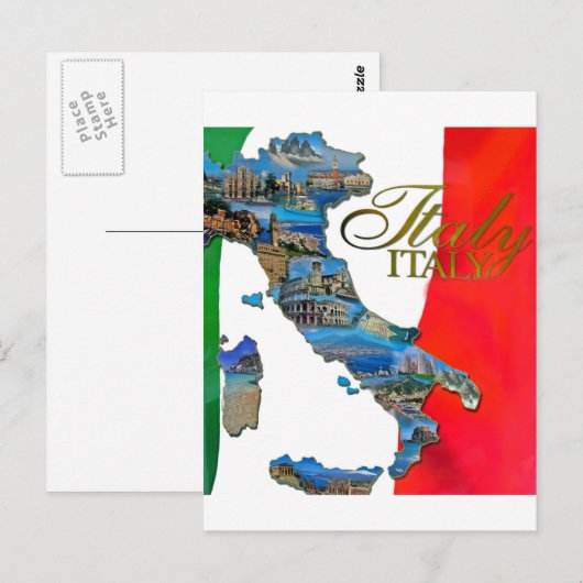 Carte Postale Le "Boot" italien (Devant / Derrière)