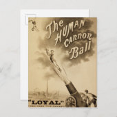 Carte Postale Le Boulet de Canon Humain, Ancienne Affiche de Cir (Devant / Derrière)