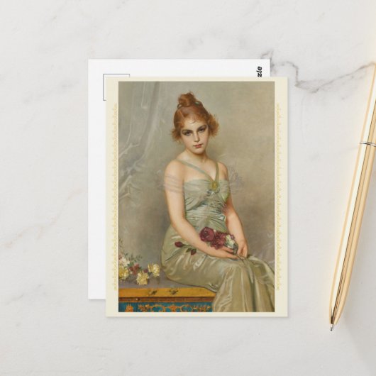 Carte Postale Le Bouquet de Vittorio Matteo Corcos (Devant/Arrière en situation)