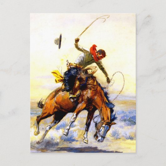 Carte Postale "Le Bucker" Western Art de Charles M Russell (Devant)