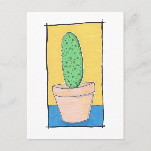 Carte Postale Le cactus - dessin original - poire épineuse - art (Devant)