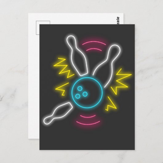 Carte Postale Le cadeau de Neon Bowling (Devant / Derrière)