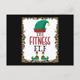 Carte Postale Le cadeau de Noël Elf Leopard Elf Fitness
