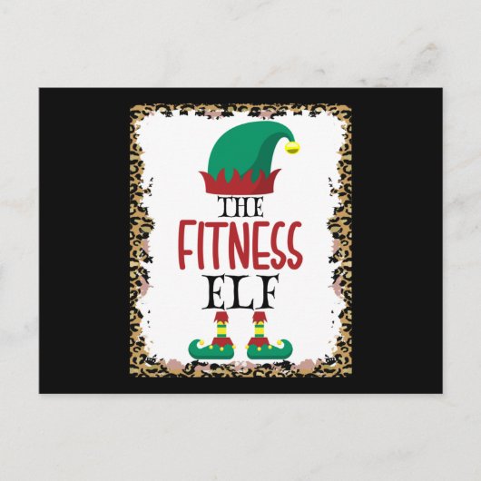 Carte Postale Le cadeau de Noël Elf Leopard Elf Fitness (Devant)