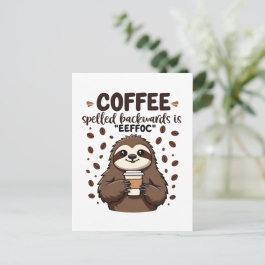 Carte Postale Le café épelé vers l'arrière est eeffoC Caffeine S (Debout devant)