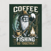 Carte Postale Le café et la pêche vont ensemble (Devant)