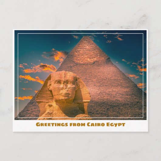 Carte Postale Le Caire Egypte avec Sphinx (Devant)