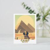 Carte Postale Le Caire Egypte Pyramides & Sphinx Voyage (Debout devant)