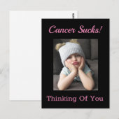 Carte Postale Le cancer c'est nul ! Je pense à toi drôle grinche (Devant / Derrière)