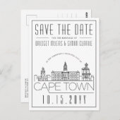 Carte Postale Le Cap | Skyline stylisée Enregistrer la date (Devant / Derrière)