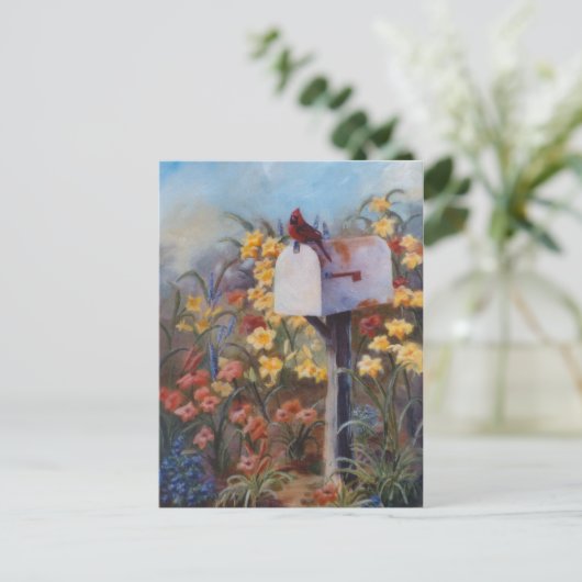Carte Postale Le cardinal attend le courrier (Debout devant)