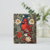 Carte Postale Le Cardinal du Nord Floral William Morris Inspiré (Debout devant)