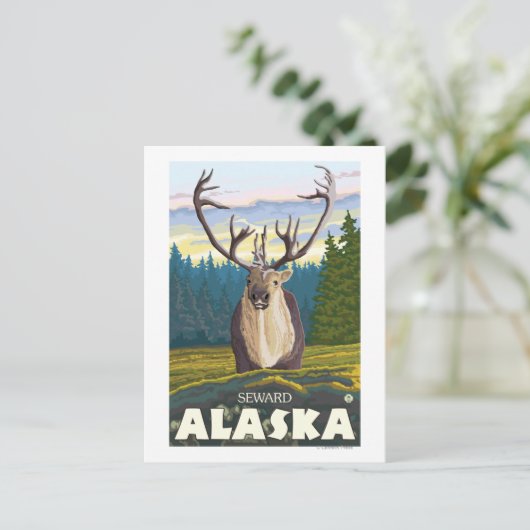 Carte Postale Le caribou dans la nature - Seward, Alaska (Debout devant)