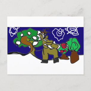 Carte Postale Le cerf aime l'hiver