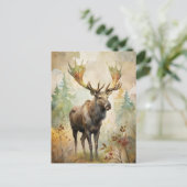 Carte Postale Le cerf dans une forêt (Debout devant)