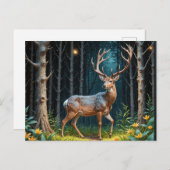 Carte Postale Le cerf dans une forêt illuminée par la Lune (Devant / Derrière)