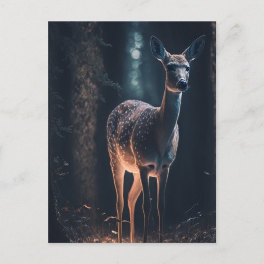Carte Postale Le cerf dans une forêt magique (Devant)