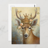Carte Postale Le cerf mignon dans une couronne (Devant / Derrière)