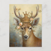 Carte Postale Le cerf mignon dans une couronne (Devant)