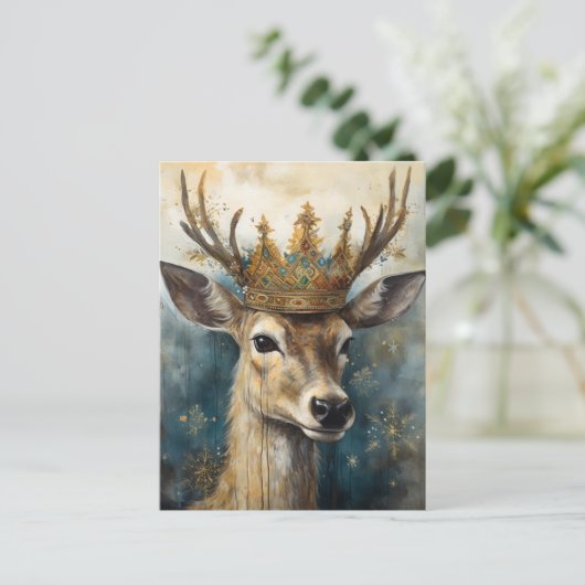 Carte Postale Le cerf mignon dans une couronne (Debout devant)