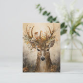 Carte Postale Le cerf mignon dans une couronne florale (Debout devant)