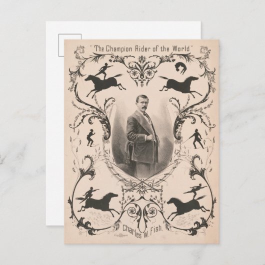 Carte Postale Le champion de l'équitation du monde, Charles W. F (Devant / Derrière)