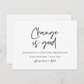 Carte Postale Le changement est bon, Annonce de nouvelle adresse (Devant / Derrière)