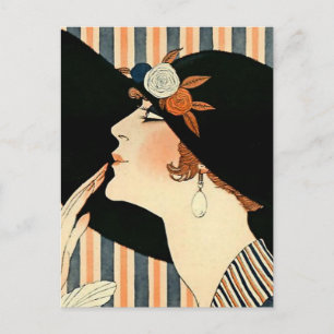 Carte Postale « Le Chapeau Noir » Art Déco de George Barbier