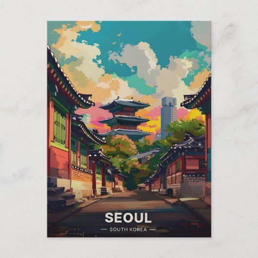 Carte Postale Le charme ancien de Séoul sous un ciel vif (Devant)
