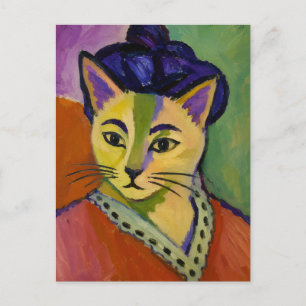Carte Postale Le chat à rayure verte – Inspiré du Fauvisme de Ma