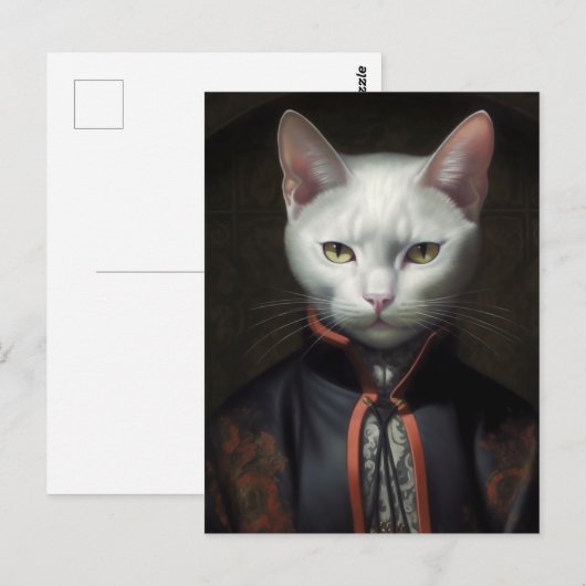 Carte Postale Le chat blanc (Devant / Derrière)